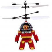 Радиоуправляемая летающая игрушка вертолет RoboCar Поли (14 см, свет, пульт-жезл)
