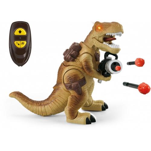 Динозавр на пульте управления (свет, звук, стреляет пулями), коричневый цвет