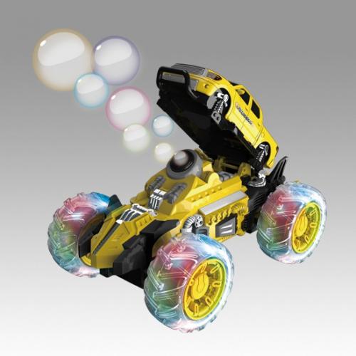 Машина трюковая радиоуправляемая желтая (мыльные пузыри, 24 см, свет, звук)